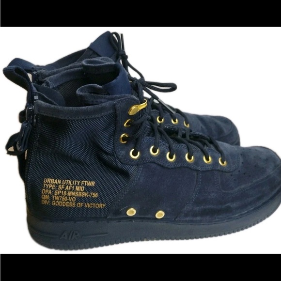 Nike SF Air Force 1 SF Mid Obsidian Man Sneakers Excellent Condition Size 11 - Picture 7 of 9